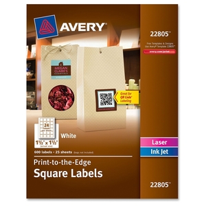 Avery 22805 Square Permanent Labels, 1-1/2"x1-1/2", 600/PK, WE by Avery