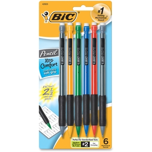 BIC MPGP61 Mechanical Pencil,0.7mm,Rubber Grip,Nonrefill,6/PK, AST by BIC