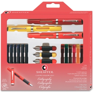 BIC 73404 Calligraphy Maxi Kit,w/3 Pens,3 Nibs,14 Assorted Colour Ink by Sheaffer