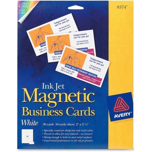 Avery 8374 Business Cards,f/Inkjet Printers,Magnetic,2"x3-1/2",30/PK,WE by Avery