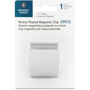 Business Source 37512 Magnetic Metal Clip, Small, 1-1/2", 1.0mm,12/PK, Chrome by Business Source