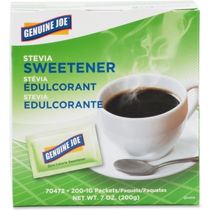 Stevia Sweetener Packets, 200/BX, Green by Genuine Joe
