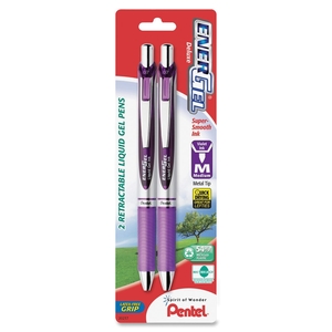 PENTEL OF AMERICA BL77BP2V Gel Pen,Retractable,Metal Tip, Med.Pt,2/PK,Violet Barrel/Ink by Pentel