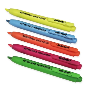 National Industries For the Blind 7520-01-554-8211 Retract. Highlighters, Chisel Tip, 5 Color/ST, Assorted by SKILCRAFT