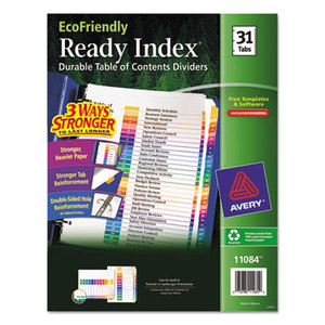 Avery 11084 Ready Index Customizable Table of Contents Multicolor Dividers, 31-Tab, Letter by AVERY-DENNISON