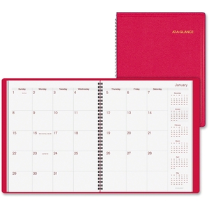 ACCO Brands Corporation 7025013 Monthly Apptmt. Planner, Jan-Mar, Wirebound, 9"x11", Red by At-A-Glance