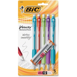 BIC MVP51-BK Mechanical Pencil,Refillable,Rubbergrip,.9mm,5/PK,Assorted by BIC