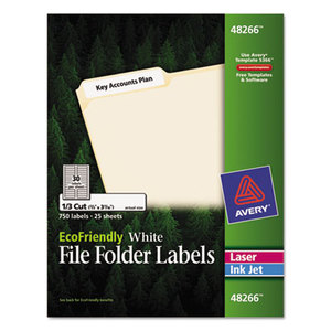 EcoFriendly File Folder Labels, 2/3 x 3 7/16, White, 750/Pack by AVERY-DENNISON