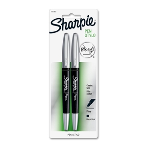 Sharpie Grip Pen, Fine Point, Permanent, 2/CD, Black by Sharpie