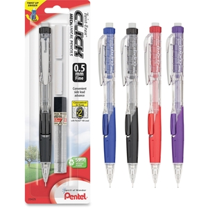 PENTEL OF AMERICA PD275TLEBP Mechanical Pencil, w/Twist Eraser, Refillable, 0.5mm, Asst. by Pentel