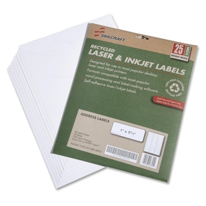 National Industries For the Blind 7530015789292 Address Labels,Recycled,Inkjet/Laser,1"x2-5/8",25 Sht/Pk,WE by SKILCRAFT