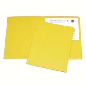 National Industries For the Blind 7510-01-512-2414 Double Pocket Portfolio, 3/8" Exp., Letter, 25/BX, Yellow by SKILCRAFT