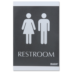 U.S. Stamp & Sign 4249 ADA Signs,"RESTROOM", Adhesive, 6"x9", Silver/Black by U.S. Stamp & Sign