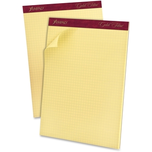 Tops Products 22143 Quadrille Pads,15lb,4 Sq/Inch,70/Sheets,8-1/2"x11",Canary by Ampad