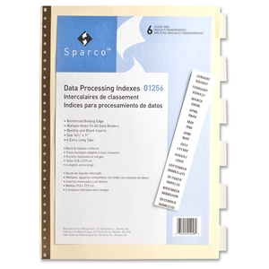 Sparco Products 01256 Data Indexes, W/ Insertable Tabs,11HP,14-7/8"x11", 6/PK,Buff by Sparco