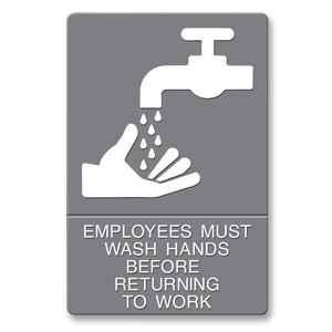 U.S. Stamp & Sign 4726 ADA "Wash Hands" Sign, Adhesive, 6"x9", White/Gray by U.S. Stamp & Sign