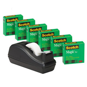 3M 810C40BK Scotch Magic Tape, 3/4" x 1000", 1" Core, Black, 6/Pack by 3M/COMMERCIAL TAPE DIV.