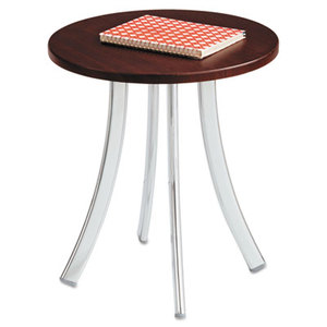 Safco Products 5098MH Decori Wood Side Table, Round, 15-3/4" Dia., 18-1/2" High, Mahogany/Silver by SAFCO PRODUCTS