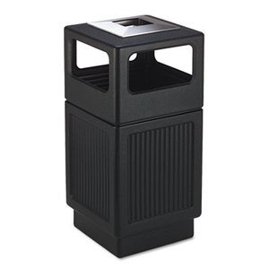 Safco Products 9477BL Canmeleon Ash/Trash Receptacle, Square, Polyethylene, 38gal, Textured Black by SAFCO PRODUCTS