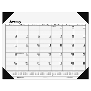 Desk Pad, Compact, 12 Month, Jan-Dec, 18-1/2"x13", White by House of Doolittle