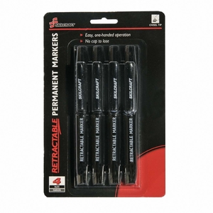 National Industries For the Blind 7520-01-555-0297 Retractable Permanent Marker, Chisel Tip, 4/PK, Black by SKILCRAFT