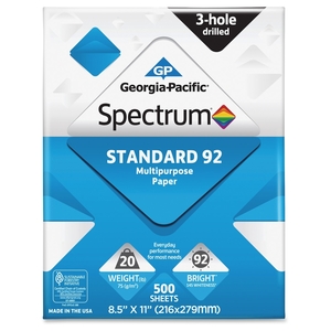 Georgia Pacific Corp. 999813 3-Hole Punch Paper, 92GE, 8-1/2"X11", 500Shts, 10RM/CT, WE by Spectrum