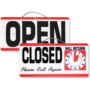 Advantus Corporation 83636 Open/Closed Sign W/Clock, 11-1/2"x 6", Red/White/Black by Advantus