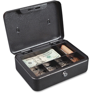 Large Cash Box, Locking, 10"x7-1/2"x4", Black/Silver by FireKing