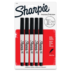 Sanford, L.P. 37665PP Permanent Markers, Waterproof, Ultra Fine, 5/PK, Black by Sharpie