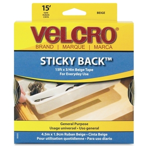 Hook and Loop Tape, Roll, Sticky Back, 3/4"x15', Beige by Velcro