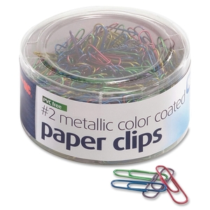 OFFICEMATE INTERNATIONAL CORP. 97225 Color Coated Clips, No. 2 PVC Free, 4"W, 600/PK, Metallic by OIC