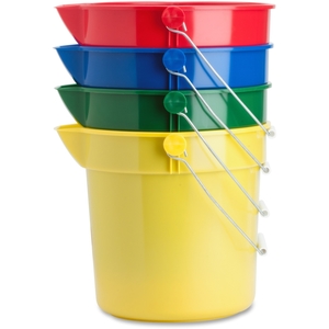 Genuine Joe 02346 Bucket Multi-Pack, Heavy-Duty, 10 Qt., 4/PK, BE/RD/YW/GN by Genuine Joe