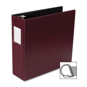 Business Source 33114 D-Ring Binder w/Label Holder, Hvy-Dty, 3", Burgundy by Business Source