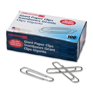 Paper Clips, Giant, .045 Gauge, 100/BX, Silver by OIC