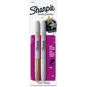 Sanford, L.P. 1829202 Sharpie Metallic Markers, Fine Pt, 2 Color/PK, Gold/Silver by Sharpie