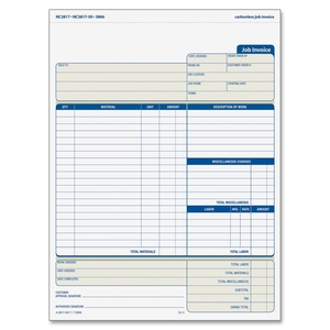 Tops Products NC2817 Job Invoice Forms,2-Part,Corbels,100 St./BK,8-1/2"x11-7/16" by Adams