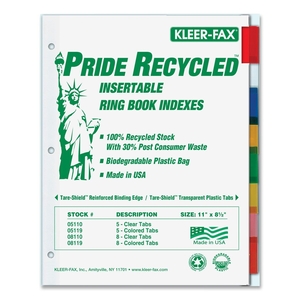 Kleer-Fax, Inc 11908 Binder Index Tabs, 8 Tab, Letter, Assorted by Kleer-Fax