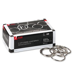 ACCO Brands Corporation A7072204 Metal Book Rings, 1 1/2" Diameter, 100 Rings/Box by ACCO BRANDS, INC.