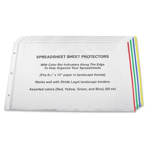 Stride, Inc 61300 Sheet Protectors, 8-1/2"x14", 60/BX, CL/ AST Color Bars by Stride