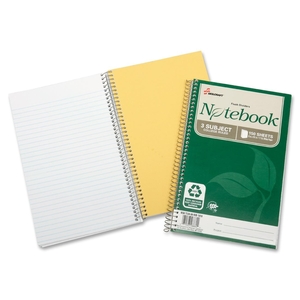 National Industries For the Blind 7530016002020 3-Subj Spiral Notebk,Recycled,Rld,6"x9-1/2",150Shts,3/PK,WE by SKILCRAFT