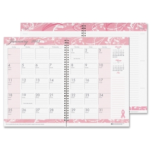 Monthly Journal, Breast Cancer,12 Mths Jan-Dec, 7"x10", PK by House of Doolittle