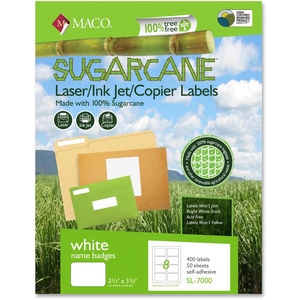 Maco MSL7000 Sugarcane Name Badges, 400 Labels/BX, 2-1/3"x3-3/8", WE by Maco