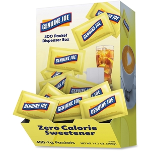 Sweetner Packets, Sucralose, 400/BX, Yellow by Genuine Joe