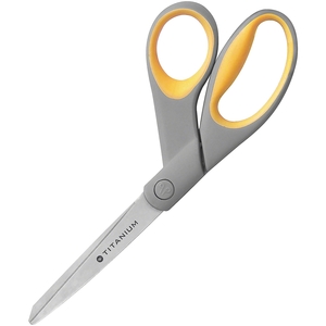 National Industries For the Blind 5110016296574 Titanium Scissors, 8", Bent, Gray/Yellow by SKILCRAFT