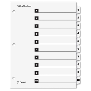 Tops Products 61013CB One Step Index System, Numbered 1-10, 10 Tabs, Clear by Cardinal