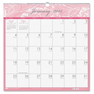 HOUSE OF DOOLITTLE 3671 Wall Calendar, 1PPM, 12 Months, Jan-Dec,12"x12", Pink BCA by House of Doolittle