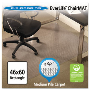 EverLife Chair Mats For Medium Pile Carpet, Rectangular, 46 x 60, Clear by E.S. ROBBINS