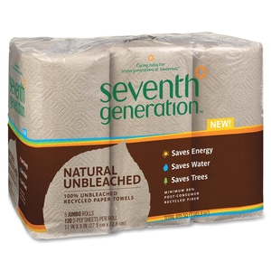 Seventh Generation, Inc 13737 Jumbo Paper Towel, 2-Ply, 120Shts/Roll, 6RL/PK, Natural by Seventh Generation