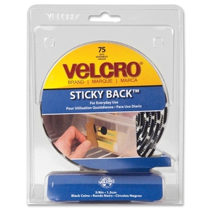 OFFICEMATE INTERNATIONAL CORP. 90089 Sticky Back Coins, 5/8",50-PK,Black by Velcro