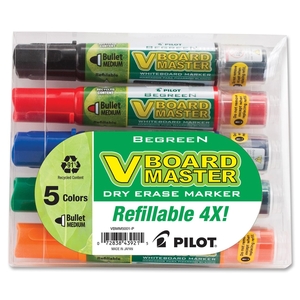 Pilot Corporation 43921 Whiteboard Marker, Refillable, Medium Bullet Pouch, Ast by BeGreen